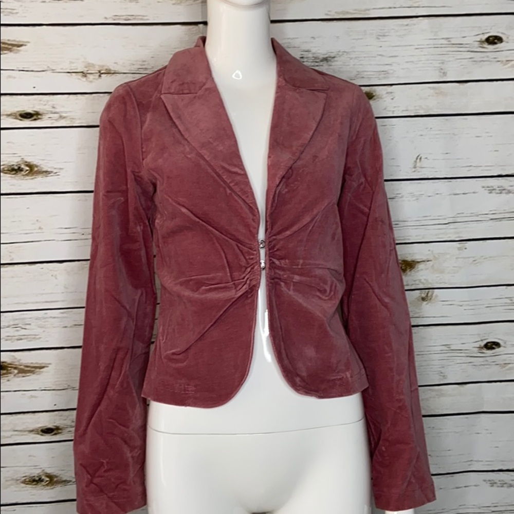 Pink velvet looking long sleeve blazer size M